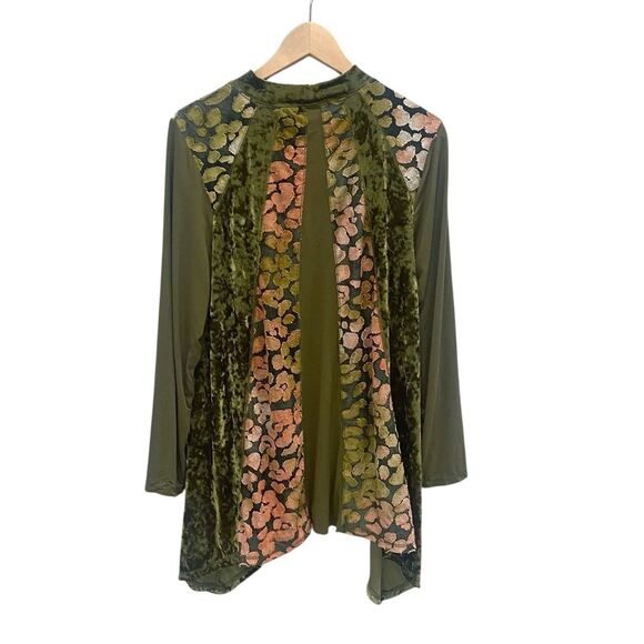 LOGO by Lori Goldstein Boho Art to Wear Velvet Top Vintage Inspired Women’s L - Picture 3 of 12